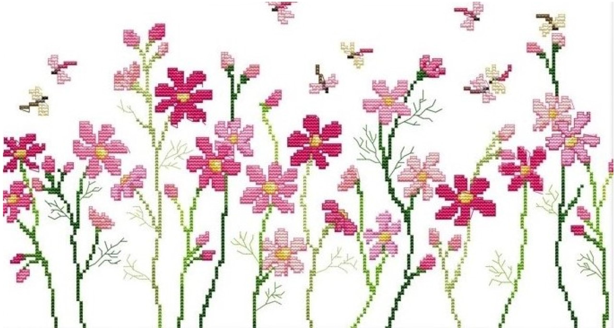 Arione Cross Stitch Kits for Adults Beginners Pre Printed Stamped Cross Stitch Kit Embroidery Tapestry Kit Meadow Flowers 45 x 28 cm. (Meadow Flowers)