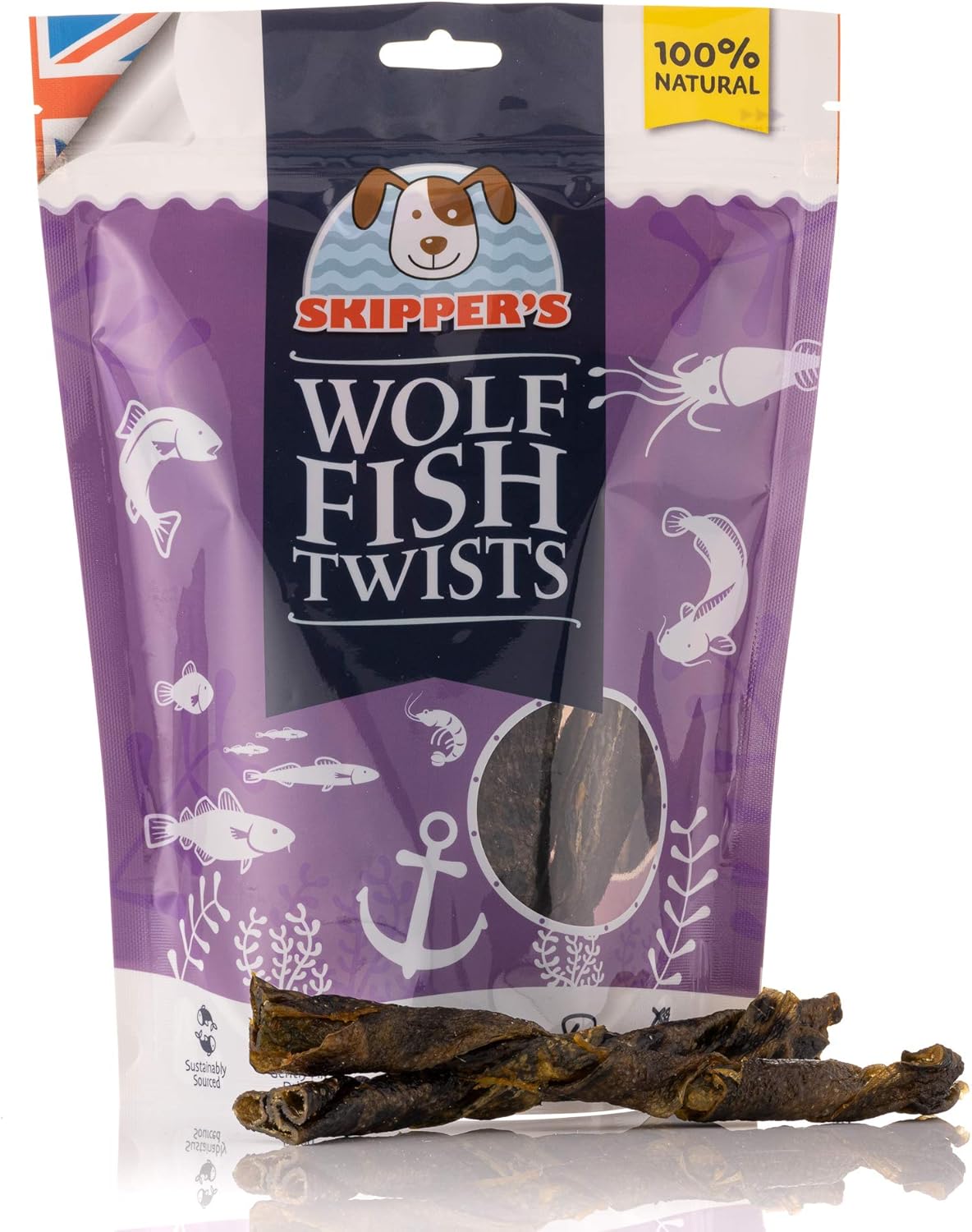 SKIPPER'S Premium Wolf Fish Skin Twists 250gm Handmade & Gently Air