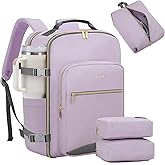 LOVEVOOK 40L Large Travel Backpack for Women Men, 17 Inch Carry on Backpack for Traveling on Airplane, Personal Item Travel Bag Airline Approved, Business Causal Weekender Backpack, Light Purple-Grey