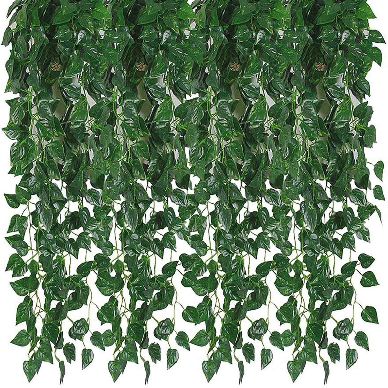 Kalolary 176 Ft 24 Strands Artificial Ivy Garland Leaf Vines Plants Greenery, Hanging Fake Plants, for Wedding Backdrop Arch Wall Jungle Party Table Office Decor (Scindapsus) — image 1