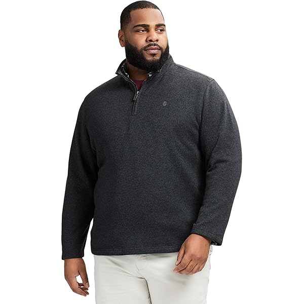KingSize Men's Big & Tall Quarter Zip Mock Neck Lightweight