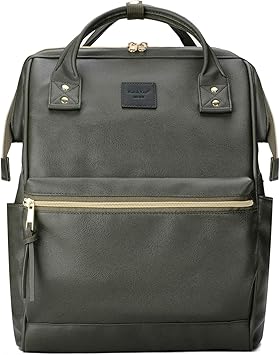 olive green leather backpack