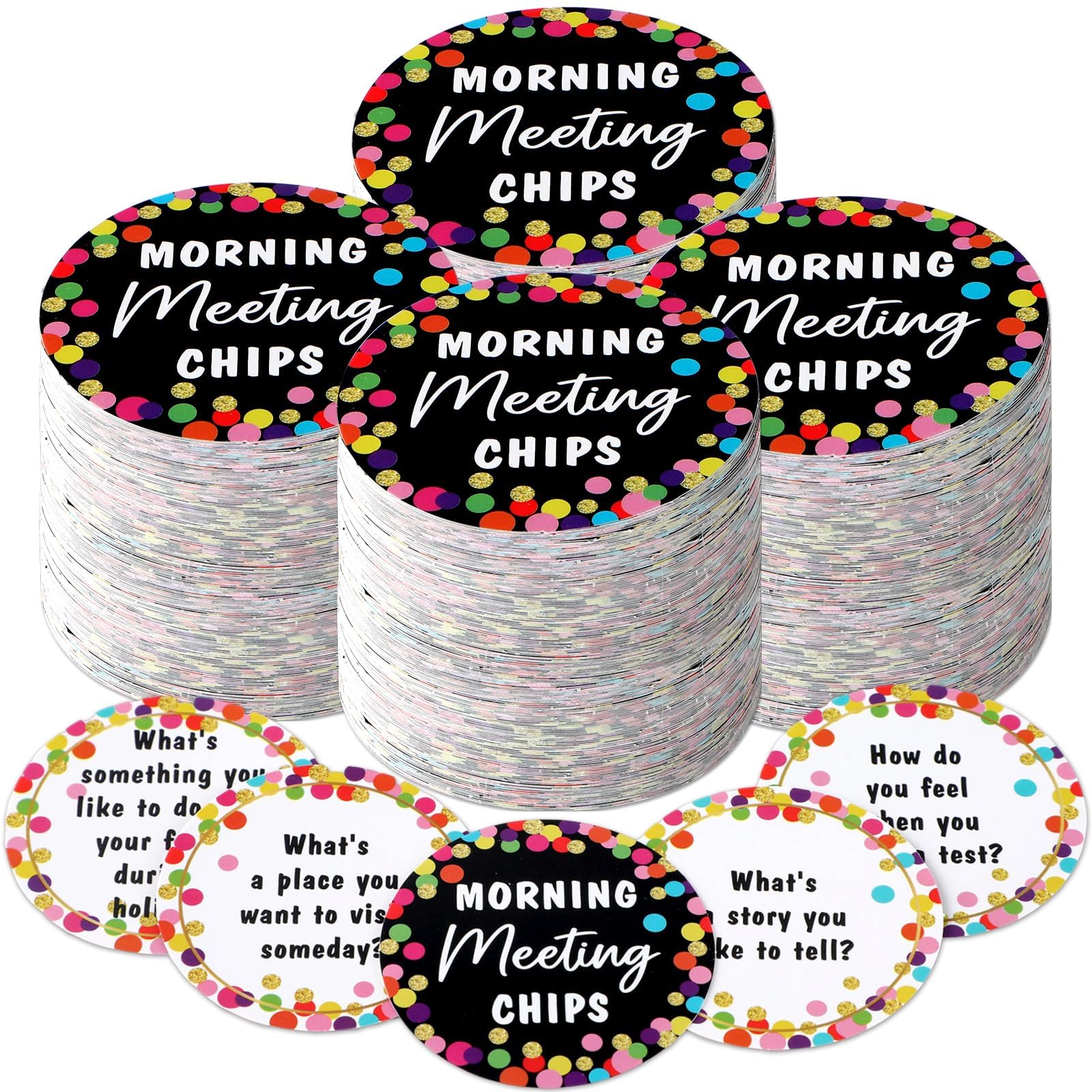Photo 1 of 100 Pcs Confetti Morning Meeting Chips Classroom Question Idea Cards for Teachers Students Conversation Starter Cards for Classroom Supplies Icebreaker Activity Improve Communication Listening Skills