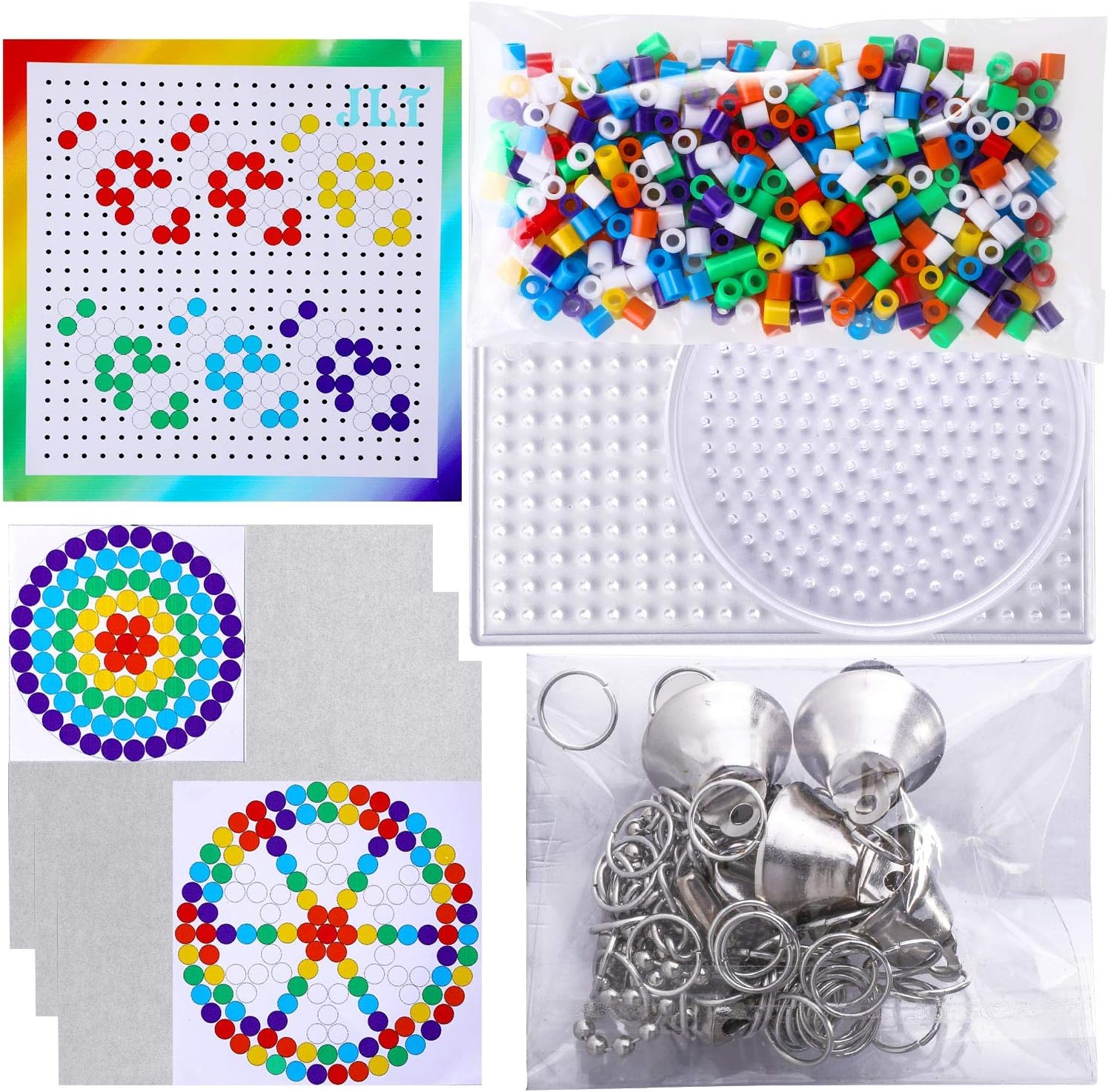 Fuse Bead Kits Perler Beads for Kids Crafts Wind Chimes Iron Beads with Pegboard Tweezer Ironing Papers Colorful