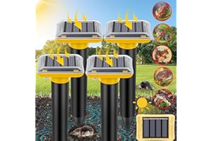 Ultrasonic Mole Repellent Outdoor, 4 Pack Upgrade Solar-Powered Rodent Repellent for Lawn Yard and Garden, Waterproof Mole Ki