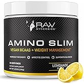 RAW Synergies Amino Slim - Active Lifestyle Supplement for Metabolic & Mindful Eating Support - Muscle & Energy Support - Sugar-Free & Vegan - Lemonade - 20 Servings