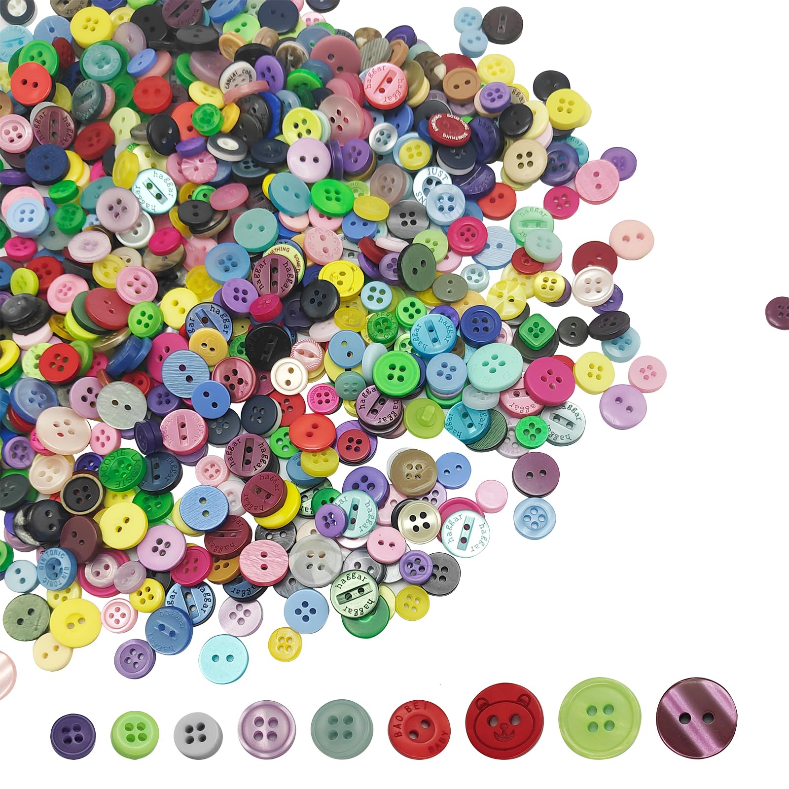 1500 Pcs Colorful Assorted Mixed Colours and Sizes Round Resin Craft Buttons - 2 and 4 Holes for Kids Crafts DIY Knitting Sewing Painting Handmade Projects