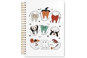VIIJJUE Halloween Dentist Dental Notebook Journals, Halloween Gifts for Dentist Dental Hygiene Hygienist, Dentals Assistant Gifts Hardcover Spiral Notebooks, 5.5x8.3 Inch