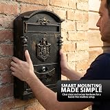 ZENO Bronze Wall Mounted Post Box Large Letter Box with 2 Keys view 7
