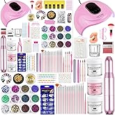 Acrylic Nail Kit for Beginners with Everything Drill UV Light Practice Set | Nails Kit Acrylic Set with Drill U V Lamp Acrylic Powder French Tips Glitter Rhinestone Decorations for Women Home Salon DIY