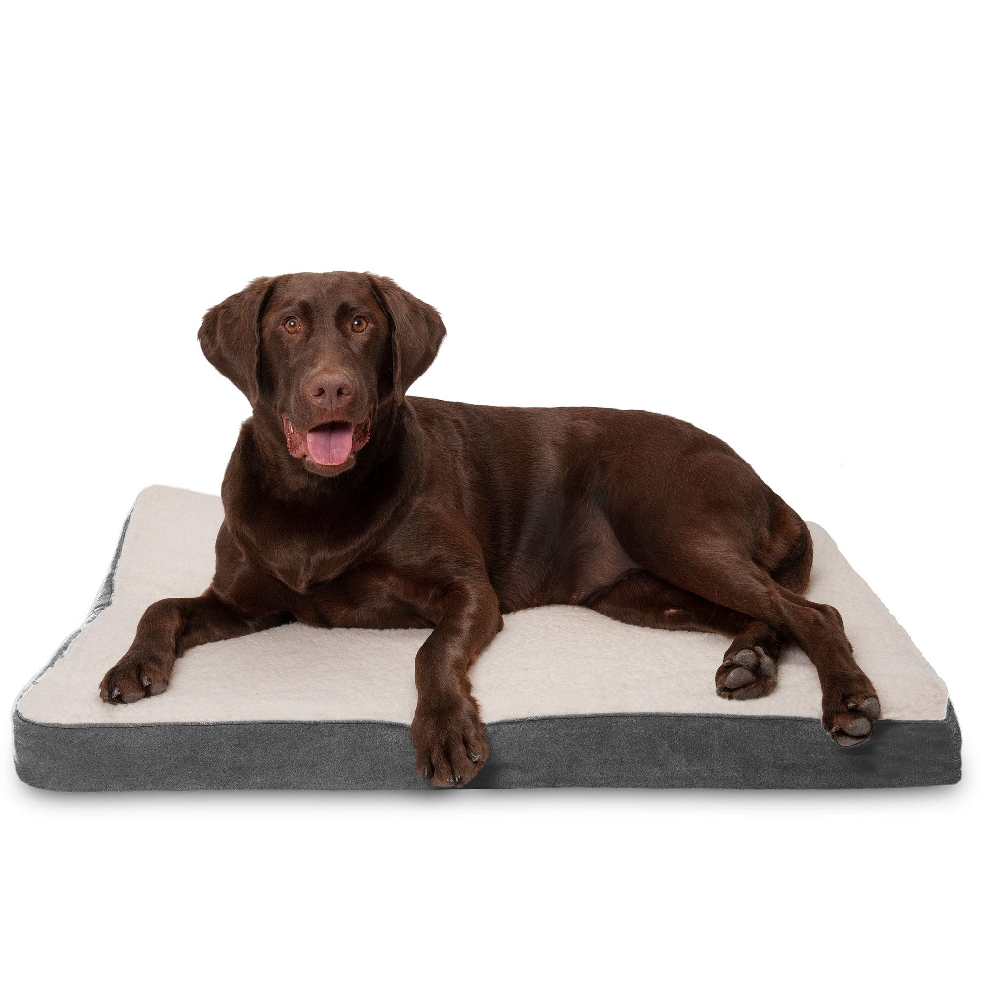 Furhaven Large Orthopedic Dog Bed Sherpa & Suede Deluxe Mattress w/Removable Washable Cover - Gray, Large โ image 1