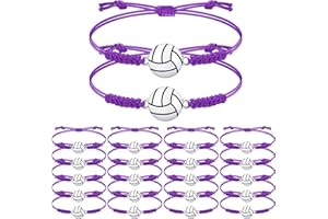 Jadive 20 Pieces Volleyball Charm Bracelets Bulk Volleyball Team Gifts Adjustable Christmas Sport Jewelry for Women Men Coach Decorations