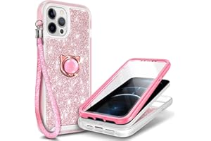 NGB Supremacy Compatible with iPhone 11 Case (6.1 inch), Full Body Protection with [Built-in Screen Protector] Ring Holder/Wrist Strap, Slim Fit Shockproof Bumper Durable Cover (Glitter Rose Gold)