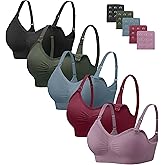 habibee Womens Nursing Bra Seamless Breastfeeding Sleep Maternity Bra with Remove Bra Pads Extenders 5 Pack