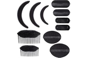 11Pcs Volume Hair Accessory Bases Set,Bump It Up Inserts, Styling Tools, Combs & Clips for Women, Sponge Hair Bun Updo DIY Ha