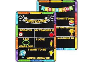 AREOK First Day of School Board Sign, Back to School Chalkboard Sign, My First Last Day of School Sign Board, 1st Day of School Chalkboard Sign, Kids First Day of Kindergarten Preschool Sign Supplies