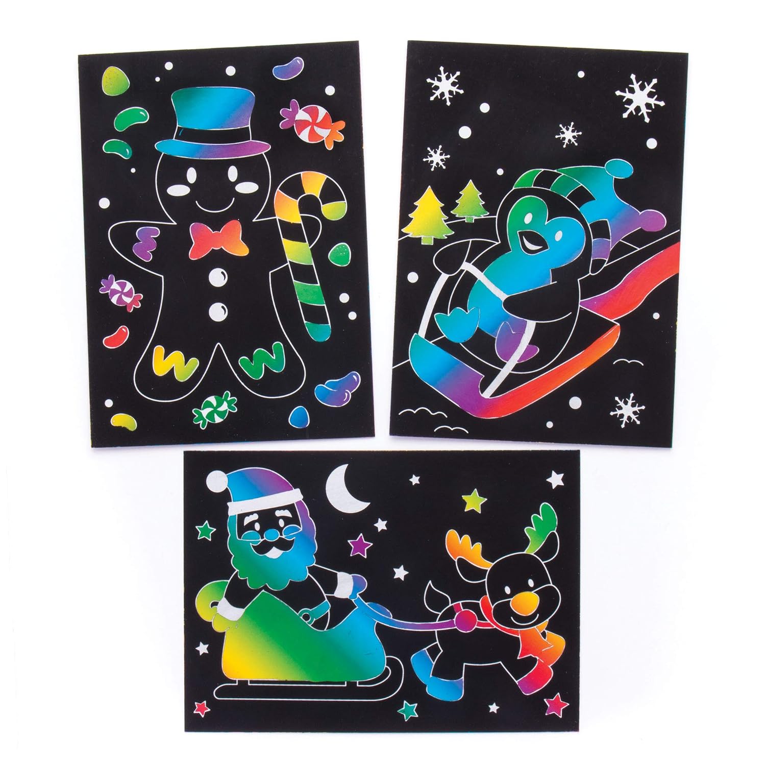 Baker Ross AR756 Christmas Scratch Art Decoration Kits (Pack of 8 Holiday Scenes) Fun Arts & Crafts Kids, Assorted - Image 4