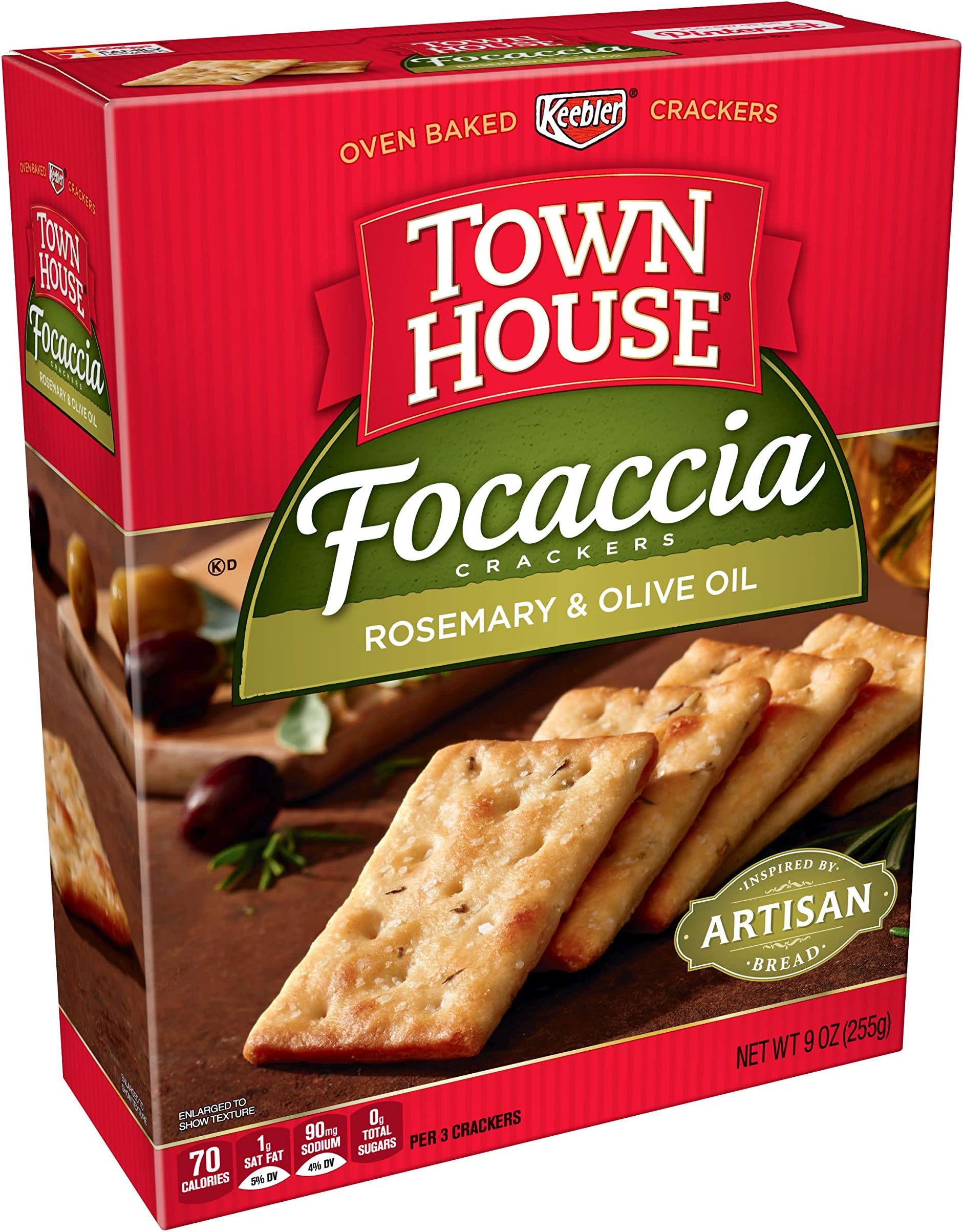 Keebler, Town House Focaccia, Crackers, Rosemary and Olive Oil, 9 oz