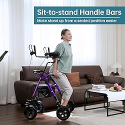 ELENKER All-Terrain Upright Rollator Walker, Stand