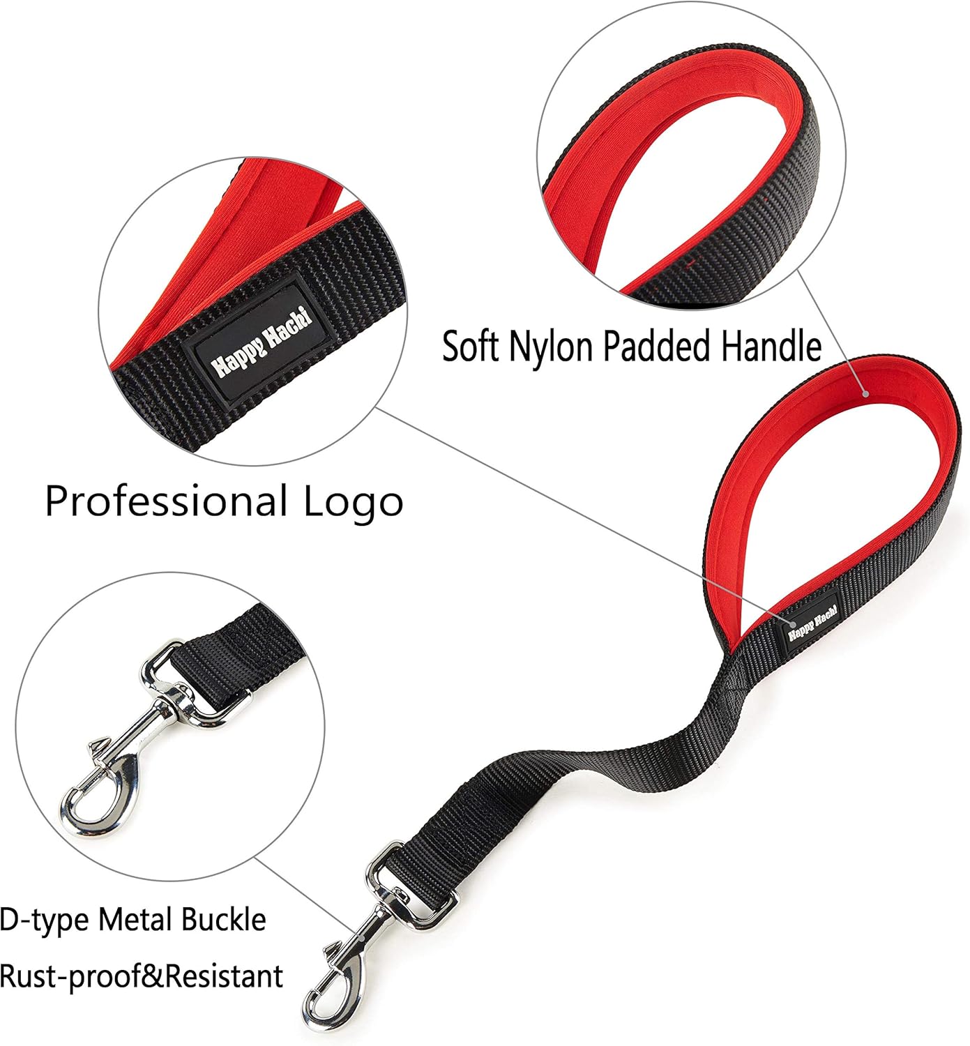 PETTOM Short Dog Lead Leash for Medium Large or Extra Large Dogs with Neoprene Padded Handle and Metal Clip (Black, L: 46 CM Length) - Image 4