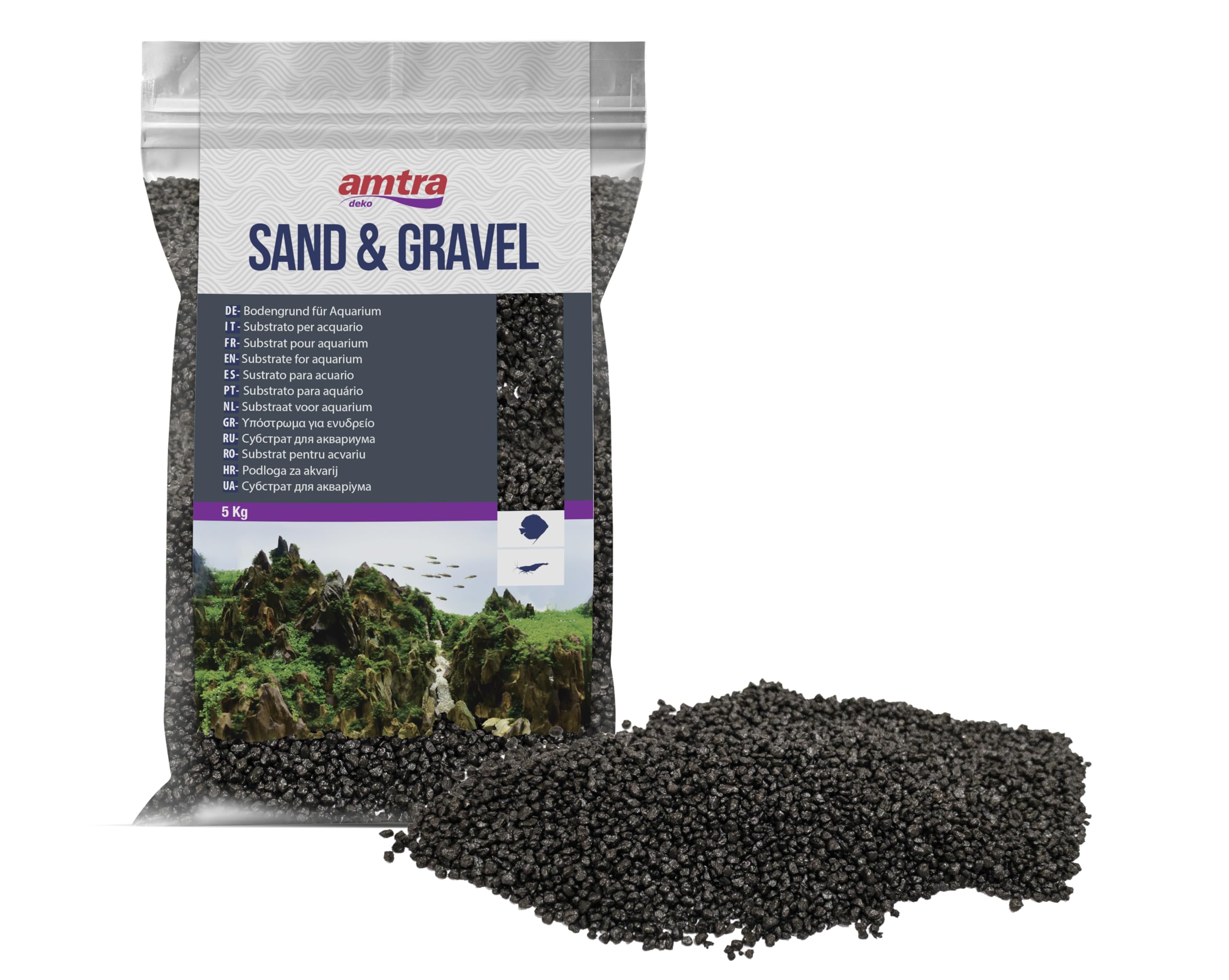 Amtra Fine Black Ceramized Quartz 1,6-2Mm, Natural Background for Freshwater Aquariums