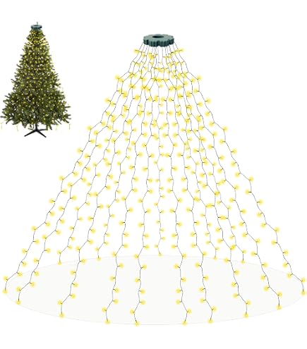 Eznaobo Kaskaden-Lichterkette Für Weihnachtsbaum, 3m, 600 LEDs, 8 Modi, USB, Fernbedienung