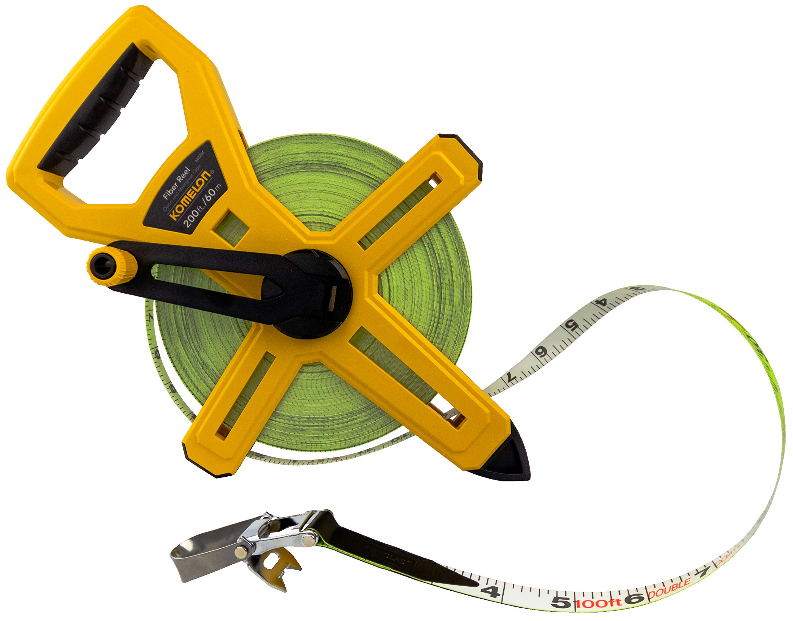 Komelon 6622IM Fiber Reel Long Open Reel Tape Measure Inch/Metric Scale with Double Nylon Coated Fiberglass Blade 200-Feet/60M by 1/2-Inch