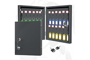 GAIOUS Key Cabinet with 24 Metal Hooks, Key Box Wall Mount with Digital Stickers and Key Tags, Key Lockbox for Homes, Offices, Garages,Property Manager, Valet Parking