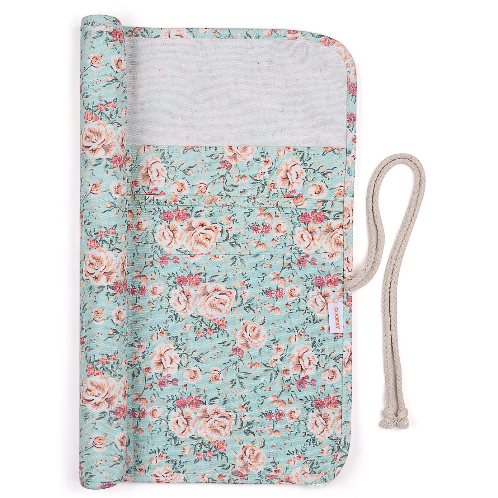 Coopay Large Knitting Needle Case 14 Inch, Extra Long Straight Needle Storage With 20 Slots, Canvas Roll Holder Flower Bag UK