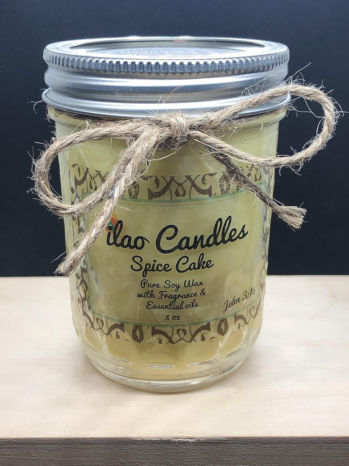 Spice Cake 8 oz Glass jar Pure Soy Wax Candle Hand Poured in the USA Handmade
