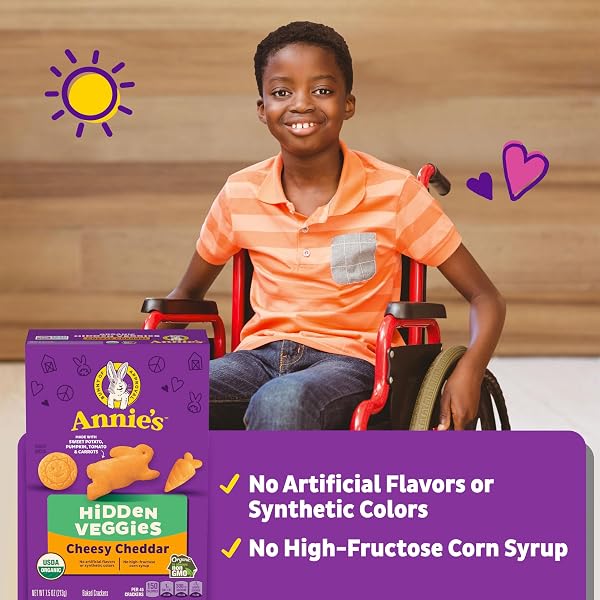 ANNIE’S ORGANIC CHEESY CHEDDAR CRACKERS WITH HIDDEN VEGGIES, 7.5 OZ