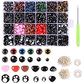 1060 Pcs Safety Eyes and Noses for Amigurumi, 6-16 mm Colorful Safety Eyes with Washer Plastic Stuffed Crochet Eyes Craft Dol