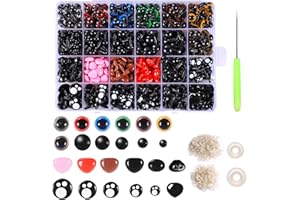 1082 Pcs Plastic Safety Eyes and Noses, Colorful Amigurumi Safety Eyes with Washers Stuffed Crochet Eyes and Noses for Crafts