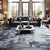 Area Rug 5x7 Washable Rugs Modern Abstract Area Rug Soft Non-Slip Non-Shedding Faux Wool Stain Resistant Floor Carpets for Living Room Bedroom Dining Room Kids Room Home Office (Grey and Black)