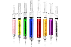 UBABE 24Pcs Syringe Pen, Multi-Color Retractable Fun Nurses Week Gifts Bulk, Black Ink Novelty Pens Set, Nurse Accessories for Work and Nursing School Supplies, Imaginary Doctor Play Cool Gifts for Nurses