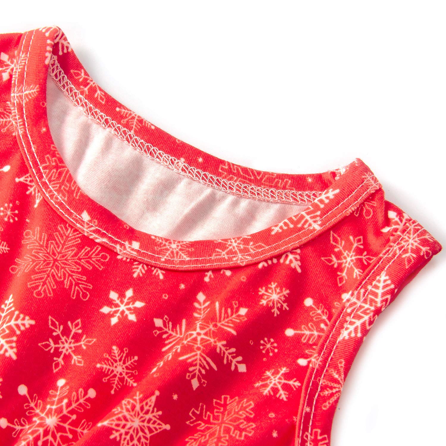 RAISEVERN Red Harem Jumpsuit for Kids Girls Snap Button Playsuit Spring Sleeveless Snowflake Printed for 12-18 Months Baby Onesies Set