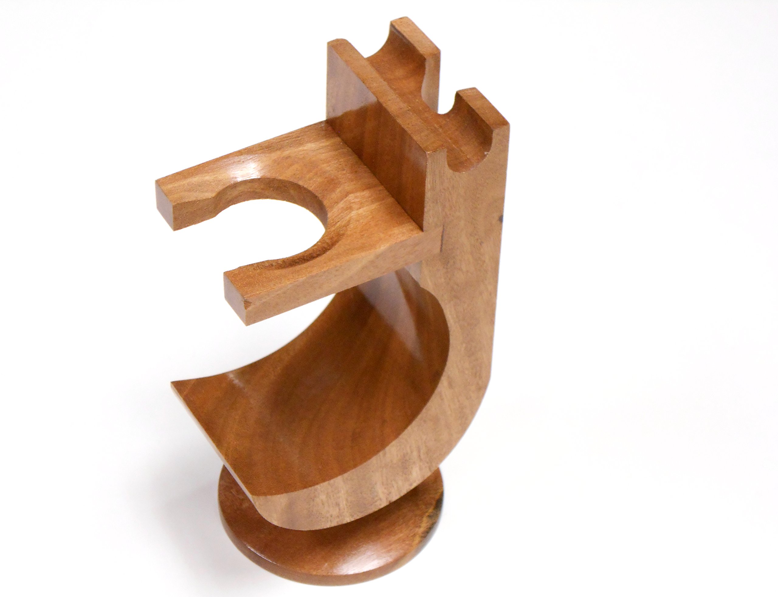 Quality Solid Wood Shaving Razor and Shaving Brush Stand.Walnut Finish