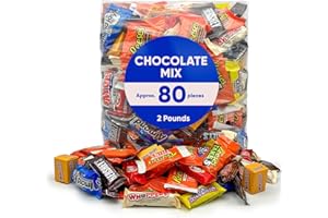 JO SWEETS Chocolate Candy Mix Bulk - 2 Pounds Approx 80 Count - Chocolate Candy Bulk Candy Variety Pack - Individually Wrapped Snacks For Adults & Kids , Snack Variety Pack Candy For Party Bar, Peanut Butter Cups , KitKat, AlmondJoy Dark Chocolate & Milk Chocolate, Kisses, Hershys Bar, PayDay and Other Favorites for Adults, Kids, Parties, Holidays, Chocolate May Vary