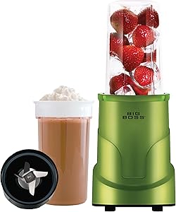 Big Boss 8993 4-Piece Personal Countertop Blender Mixing System, 300-watt, Green