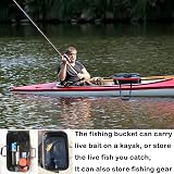 MMSGA Fishing Bucket 6/8/10 Gallon Foldable EVA Live Fish Container Black view 4