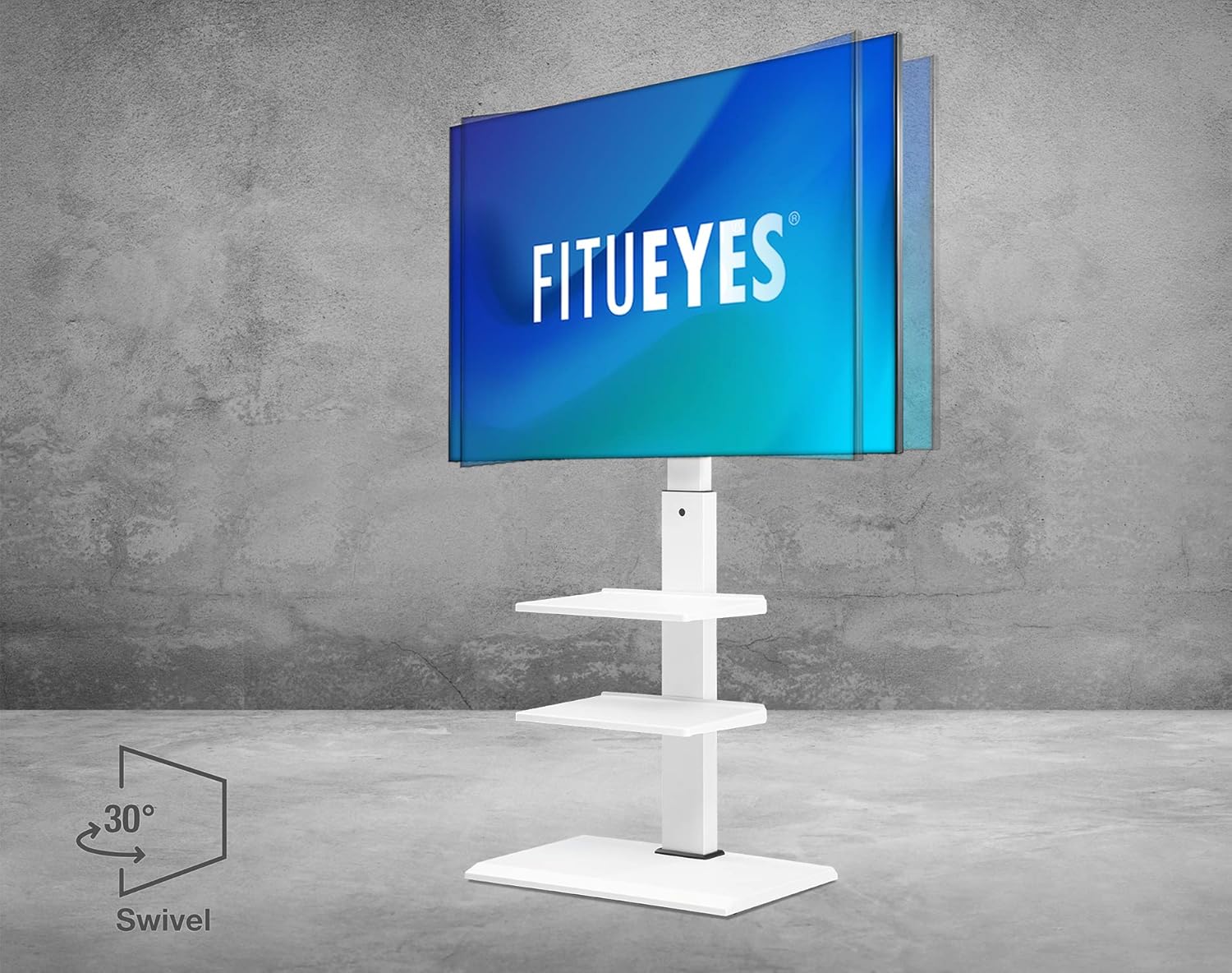 FITUEYES Swivel Floor TV Stand Base for TVs Up to 65” TVs White Corner TV Stand with Height Adjustable Entertainment Shelves – Perfect for Media Storage, FT-S3602MW: Electronics