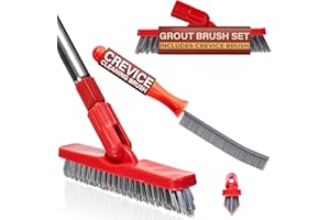 FOX TROT Grout Brush with Long Handle & Hard Bristle Crevice Cleaning Brush, Grout Cleaner for Tile Floors, Floor Scrubber for Tile Grout Line, Household Use, Multipurpose Gap Cleaning Tools by Foxtrot Living