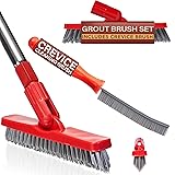 Grout Brush with Long Handle & Hard Bristle Crevice