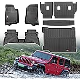 for 2021-2025 2026 Jeep Wrangler JL 4XE Floor Mats Cargo Liner and Backrest Mat All Weather TPE Rubber Protection Mat Accessories (Only for Jeep Wrangler JL 4XE Full Set)