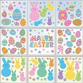 9 Sheets Easter Window Clings, 152PCS Double Sided Easter Party Clings for Glass Windows with Bunny Egg Flower, Reusable Happy Eggs Bunny Window Decals Stickers for Home Office Decorations
