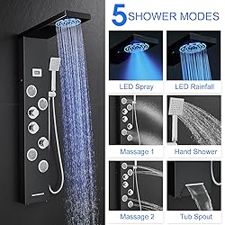 TSIBOMU Shower Panel Tower System with LED Rainfall