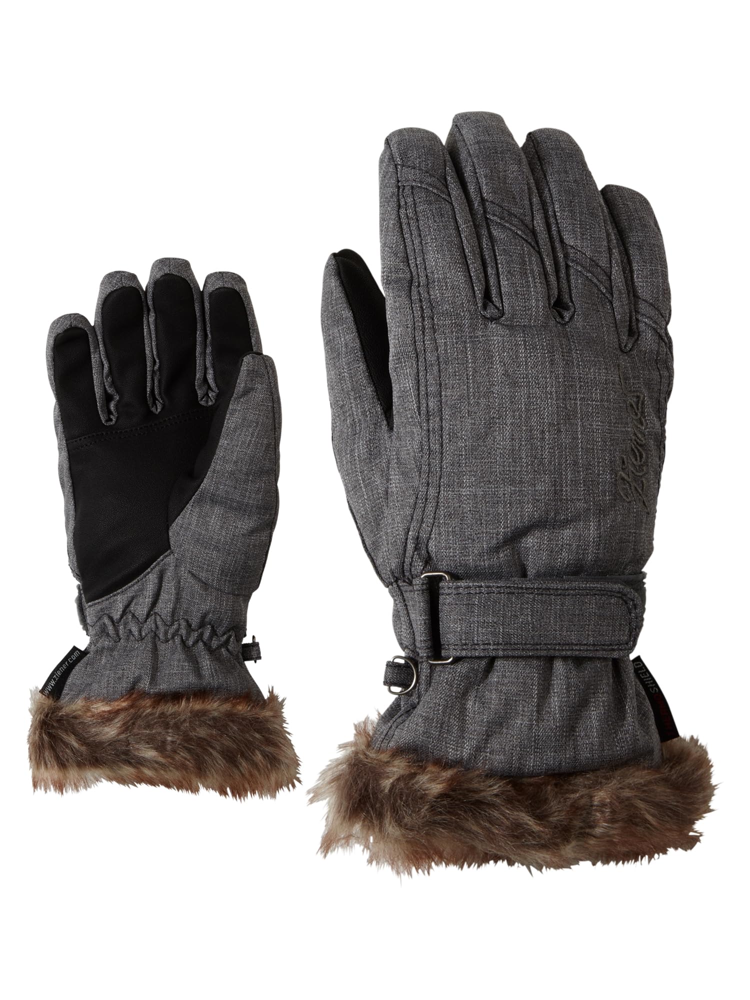 Ziener Kim Women's Outdoor Ski Gloves available in Grey Melange - Size 6