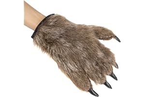 HKSICHENGKEJI Hairy Wolf Bear Gloves Furry Animal Werewolf Gorilla Paw Claws Gloves Scary Hands Mittens Cosplay Props for Adu