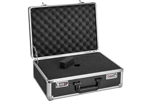 Vilcjson 18 Inch Wireless Microphone Case - Hard Carrying Case with Customizable Diced Foam, Dual Combination Locks, Aluminum Alloy Frame Lock Box for Wireless Mic & Camera Gear Storage, Black
