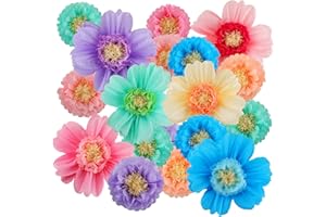 Crowye Large Colorful Tissue Paper Flowers 20" Handcrafted Giant Fiesta Paper Flowers for Mexican Party Wedding Birthday Backdrop Baby Shower Nursery Craft Outdoor Wall Decor（Colorful, 12 Pcs）